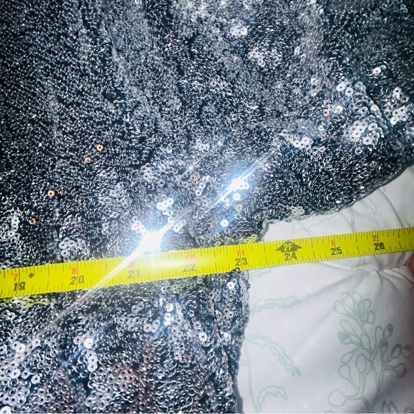 NWT Eloquii Ombre Sequin Shimmery Maxi Dress Silver & Black Long Sleeve Plus A1 - Picture 10 of 11